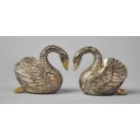 A Pair of Silver Plated Novelty Cruets in the form of Swans, 5.5cm Long