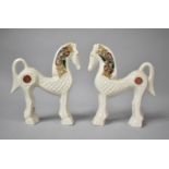 A Pair of Cre Irish Porcelain Horse Ornaments, Signed by the Artist Joe McCaul, Each 20cm high