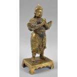 An Oriental Bronze Study of Taoist Figure, Signed on Rectangular Base with Bracket Feet