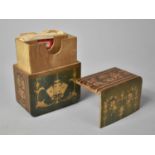 An Italian Inlaid Two Division Playing Card Box, With Loss to Panels, Together with a Single Pack of