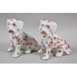 A Pair of Oriental Ceramic Seated Dogs, 13.5cm high