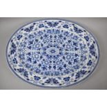 A Late 19th Century Oval Blue and White Meat Plate, Indian Ornament Pattern, 41cm Wide
