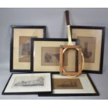 A Collection of Framed Architectural Prints, Vintage Child's Tennis Racket