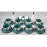 A Collection of Denby Greenwheat to Include Cups and Saucers, Oil and Vinegar Bottles, Three Piece