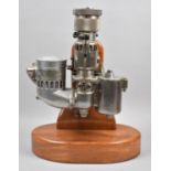 A Vintage Rolls Royce Carburettor Mounted on Oval Wooden Display Frame, 36cm High