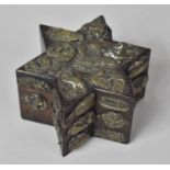 An Interesting Oriental Wooden Box of Star Shape Form with Applied with Relief Cast Metal Mounts