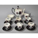 A Royal Albert Rose Pattern Coffee Set to comprise Coffee Pot, Milk Jugs and Sugar Bowl, Six Cans