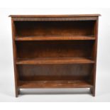 A Mid 20th Century Oak Three Shelf Open Bookcase with Blind Carved Top Rail, 90cm wide