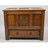 A Mid 20th Century Oak Three Panel Lift Top Coffer Chest with Base Drawer, 49cms Wide