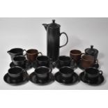 A Black Glazed Wedgwood of Etruria and Barlaston Coffee Set comprising Eight Saucers, Coffee Cans,
