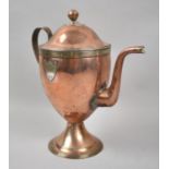 A Georgian Copper Coffee Pot with Silver Shield Escutcheon Mount, Repaired Spout, 24cms High