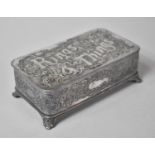 An American Edwardian Silver Plated Dressing Table Box with Hinged Lid Inscribed Rings and Things in