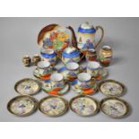 A Japanese Coffee Set Decorated with Figures etc Together with Vases and Addition Saucers