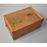 A Wooden Box Containing Six Rolls Royce Whisky Tumblers, the Hinged Lid with Rolls Royce Owner