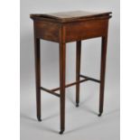 A 19th Century String Inlaid Mahogany Work Table with Replacement 19th Century Hinged Lid,