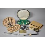 A Collection of Vintage Sundries to Include Vintage Cased Manicure Sets, Costume Jewellery Wrist