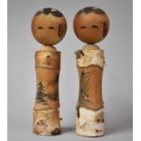 Two Vintage Japanese Wooden Kokeshi Dolls, 30cm high