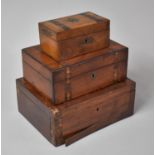 A Collection of Three Decorated Boxes to include Banded Inlaid Example with Removable tray, Small