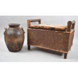 A Vintage Rectangular Loomed Type Stool Together with an Amphora Type Vase, 24cm high