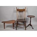 A Tripod Wine Table, Spindle Back Chair and a Shaped Occasional Table