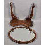 A Victorian Mahogany Oval Swing Dressing Table Mirror On Serpentine Plinth Base with Two Jewel