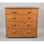 A Stripped Pine Bedroom Chest of Two Short and Three Graduated Long Drawers, Replacement Handles,