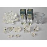 A Collection of Glass Ornaments to Include Two Boxed Collins Rolls Royce Club Tot Shot Glasses,