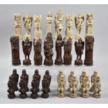 A Modern Plastic Chess Set in the Form of Mythical Figures, The Kings 15cm high