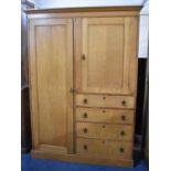 A Mid 20th Century Fitted Wardrobe with Four Graduated Drawers and Shelved Cupboard Over to the Side