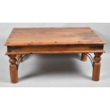 A Mid/Late 20th Century Rectangular Coffee Table with Iron Mounts on Turned Supports, 89cm Long