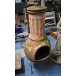 A Mid 20th Century Terracotta Chiminea on Metal Stand , 114cm high