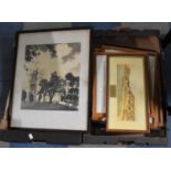 A Collection of Framed Prints, Photograph, Engraving, Watercolour, Map of Shropshire etc