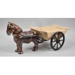 An Enamel Cast Iron Horse and Cart, 34cm Long