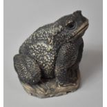 A Cast Stoneware Garden Figure of Seated Frog, 18cm high