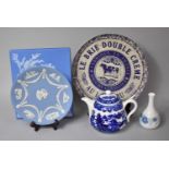 A Collection of Ceramics to Include Coalport Blue and White Teapot, Wedgwood Jasperware Plate and