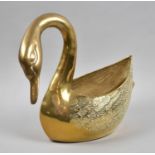 A Modern Brass Novelty Brass Planter in the Form of a Swan, 26cm high