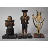 A Collection of Carved and Painted Folk Art to Include St Sebastian and Ethnic Figures, the