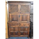 A Mid 20th Century Cocktail Cabinet with Two Centre Drawers Over Base Cupboard, Pull Down Front