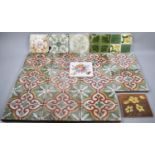 A Collection of Eleven Mira Floor Tiles, 20cm Square Together with Seven Decorated Tiles, Some AF