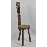 A Mid 20th Century Carved and Pierced Spinning Chair on Three Legs