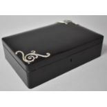 A Nice Quality Two Division Ebony Cigarette Box with Hallmarked Silver Mounts and Complete with Key,