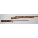 A Souvenir Far Eastern Sword, in Carved Wooden Scabbard, Total Length 90cm