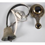 An Enamelled Wall Mounting Servants Bell Switch Together with a Brass Bell