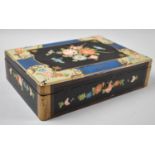 An Oriental Papier Mache Decorated Rectangular Box with Floral Decoration, 30cm wide, One Joint