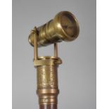 A Reproduction Novelty Walking Cane with Brass Telescope and Compass to Top as Made by Dollond of