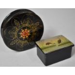 Two Decorated Lacquered Boxes, 9.5cm Diameter