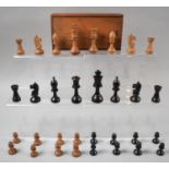 A Mid 20th Century Box Wood Chess Set, The King 8.5cm high, Staunton Style in Pine Box