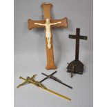 Four 20th Century Crucifix, Tallest 56cm high