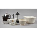 A Small Collection of Kitchen wares to Include Jelly Mould, Mortar, Cafetiere, Teapot and Jug