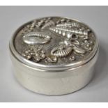 A Silver Plated Circular Box by Jocelyn Burton, the Lid Decorated with Seashells, 8cm diameter,Comm